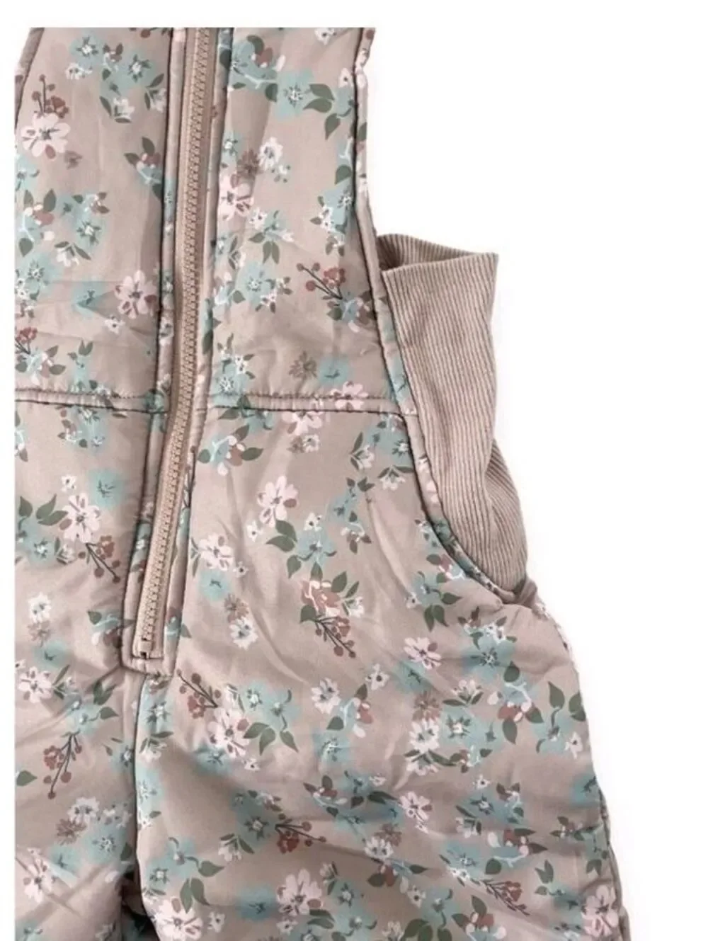 Size 5 Children's Tahari  Floral Print Insulated Snow Bib Overalls with Adjustab